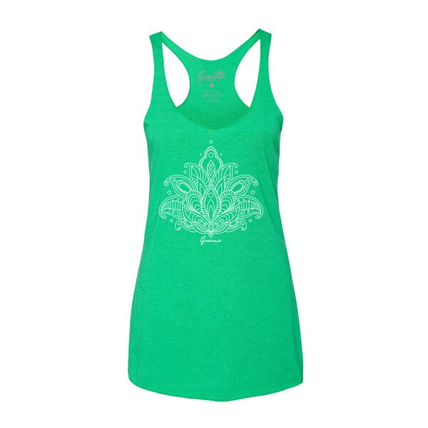 Women Dala Leaf design -Vintage Green Tank top