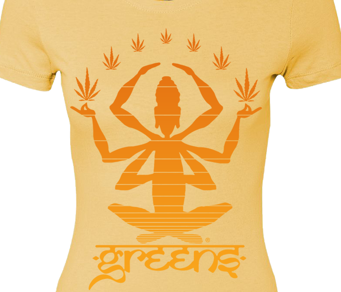 greensbrand girls meditate design banana cream t-shirt closeup