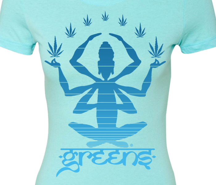 greensbrand girls meditate design cancun blue t-shirt closeup