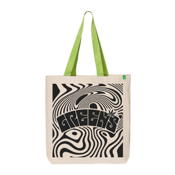 Psychedelic Type design -Natural/Lime Tote Bag