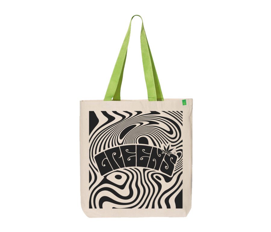 Psychedelic Type design -Natural/Lime Tote Bag