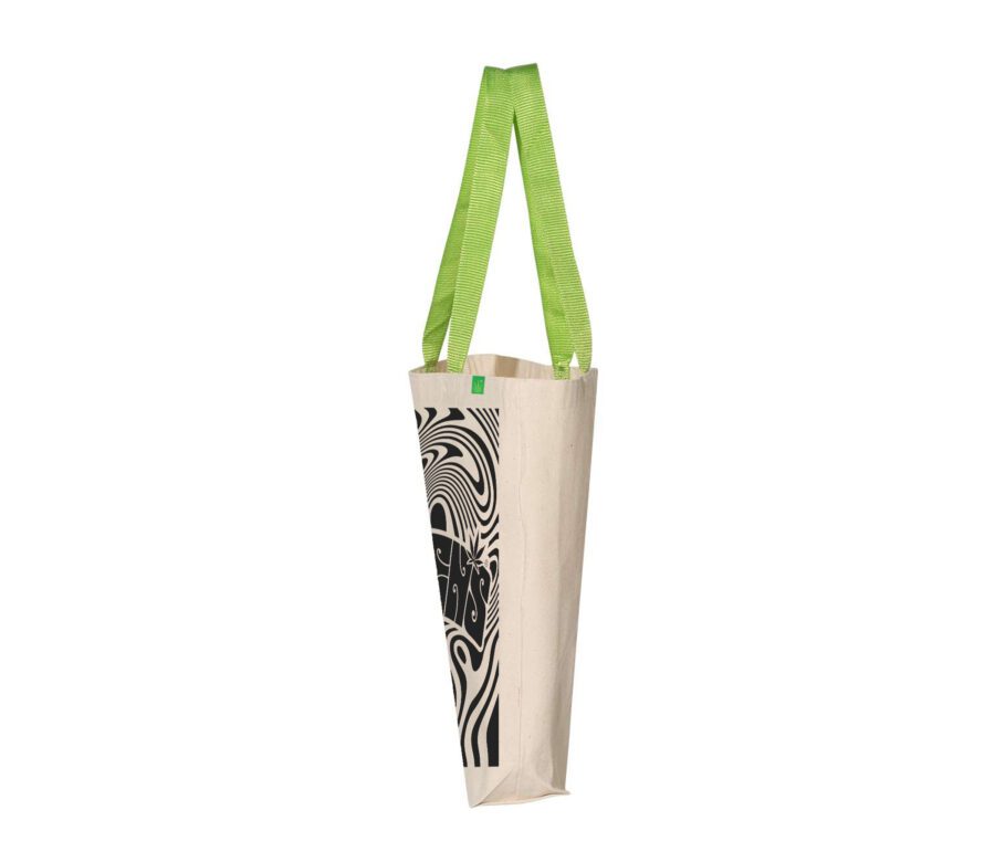 Psychedelic Type design -Natural/Lime Tote Bag - Image 2