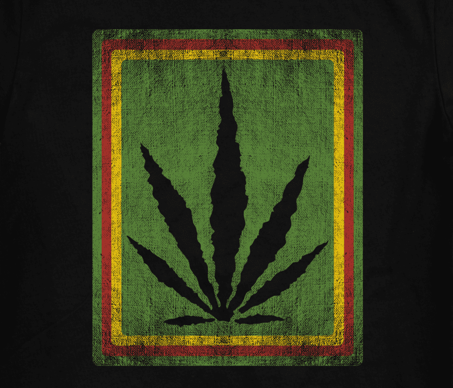 Rasta Burlap design -Black T-shirt - Image 2