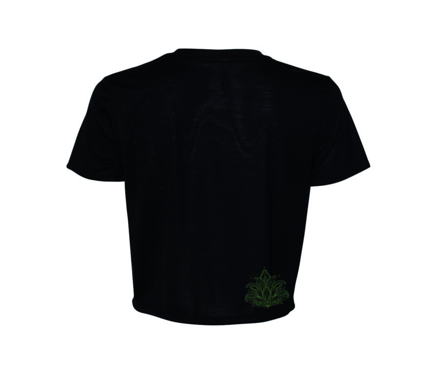 Women Dala Leaf design -Black Crop Tee - Image 2